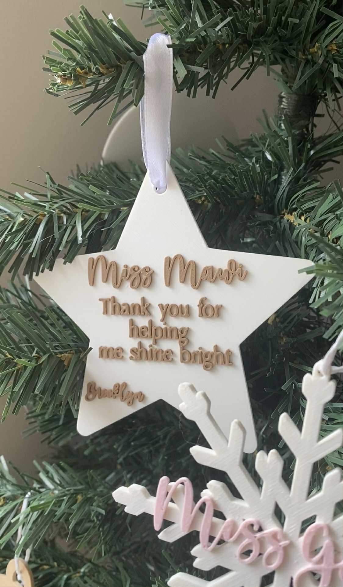 Teacher 'Shine Bright' Christmas Decoration