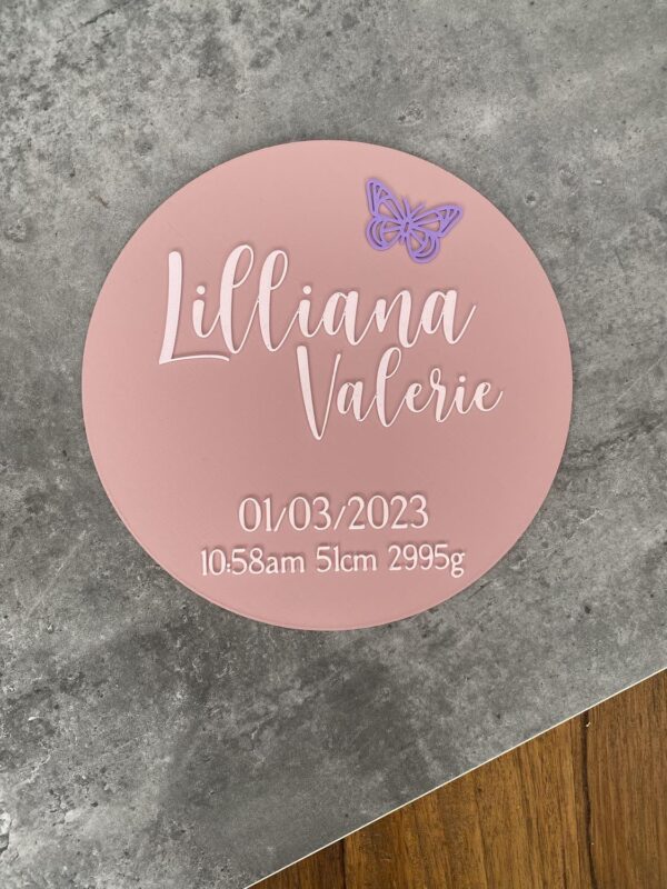 Butterfly Birth Detail Plaque