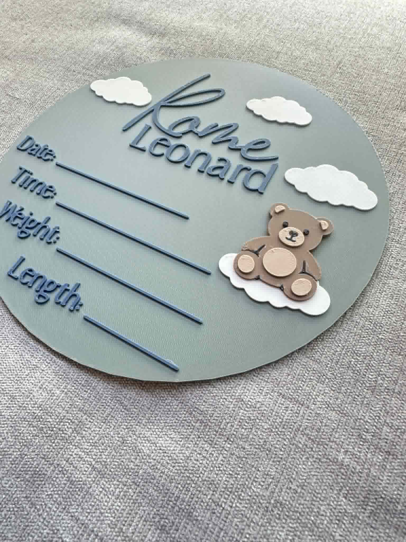 Dreamy Teddy Birth Detail Plaque - Image 4