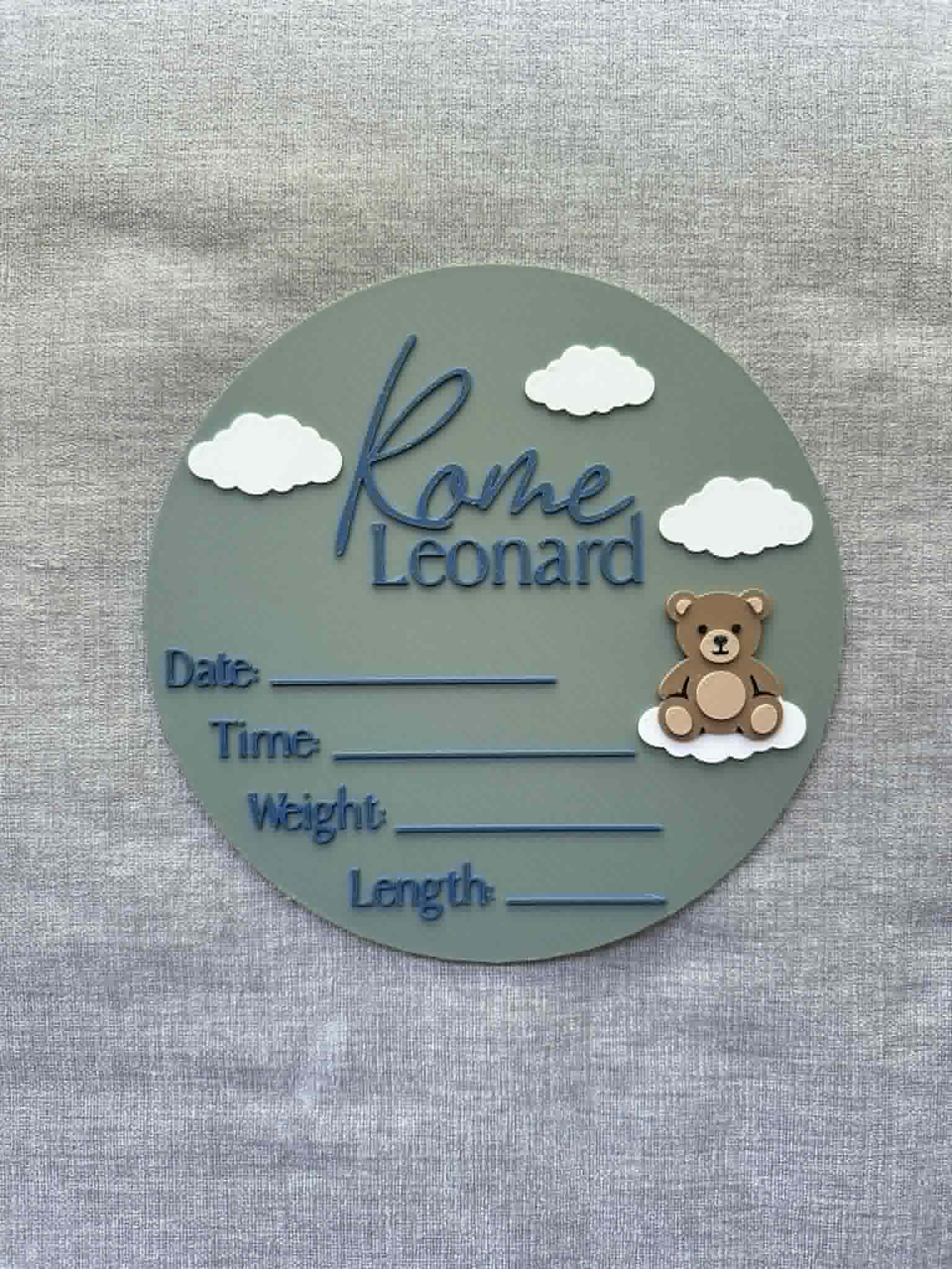 Dreamy Teddy Birth Detail Plaque